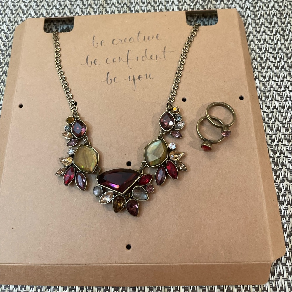 Chloe + Isabel Multicolor Statement Necklace and Ring Set